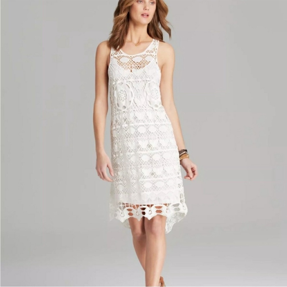 Free People Mystical Chemical Crochet Dress in Ivory Sz L **no slip**